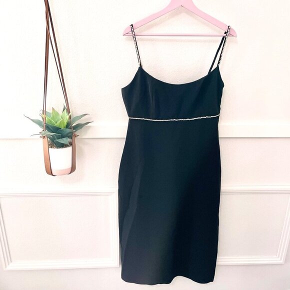 Sachin & Babi Crystal-Embellished Satin Midi Dress Black Women’s Size 10 NWT - Picture 2 of 6